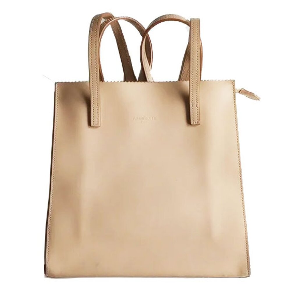 Frederic T Paris Genuine Leather 3-Pocket Tote Bag Nude